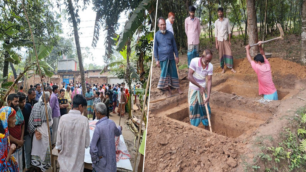 গাইবান্ধায় পৌঁছালো ট্রেনে কাটা পড়া ৫ জনের মরদেহ, চলছে কবর খনন