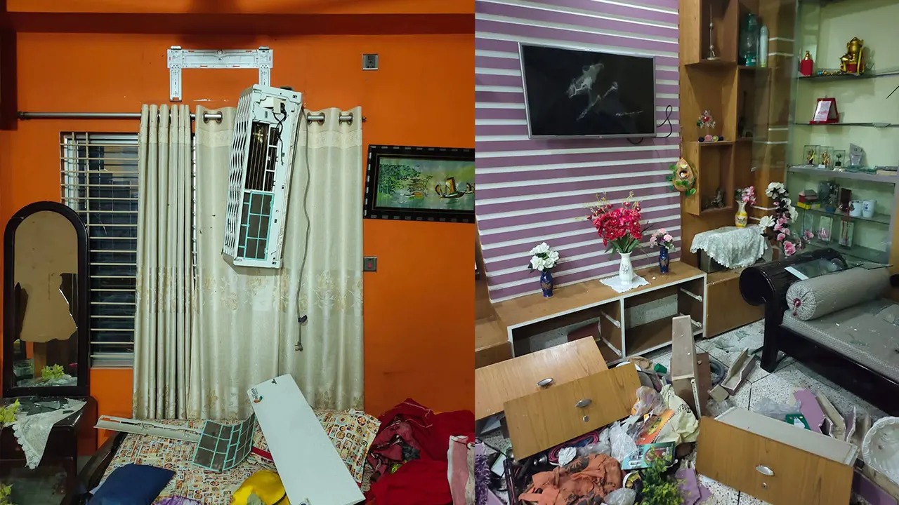 রাজশাহীতে যুবলীগ নেতা খালেদ হাসান বিপ্লবের বাড়িতে মুখোশধারীদের তাণ্ডব