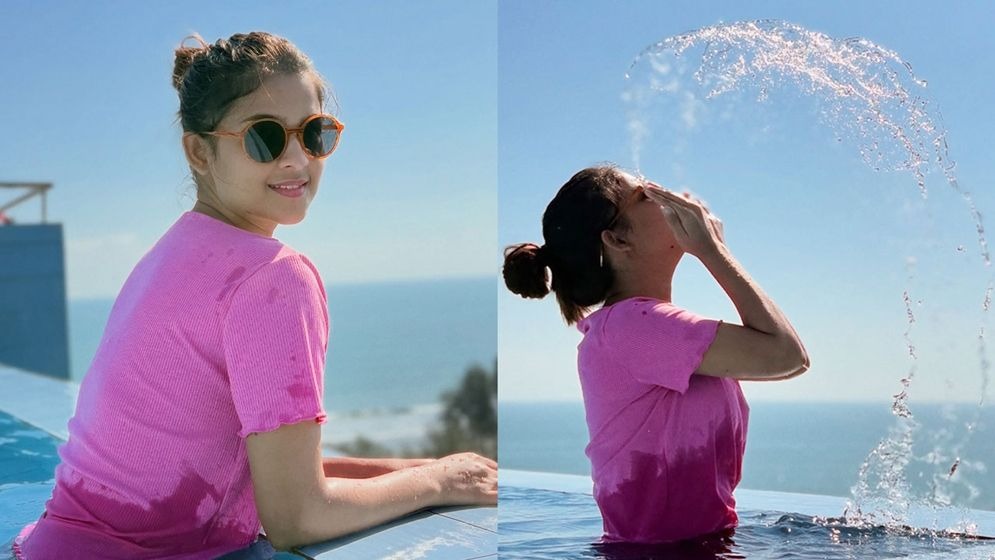 মৃদ শীতেও সুইমিংপুলে জলকেলি, ভক্তদের মুগ্ধ করলেন সাদিয়া আয়মান