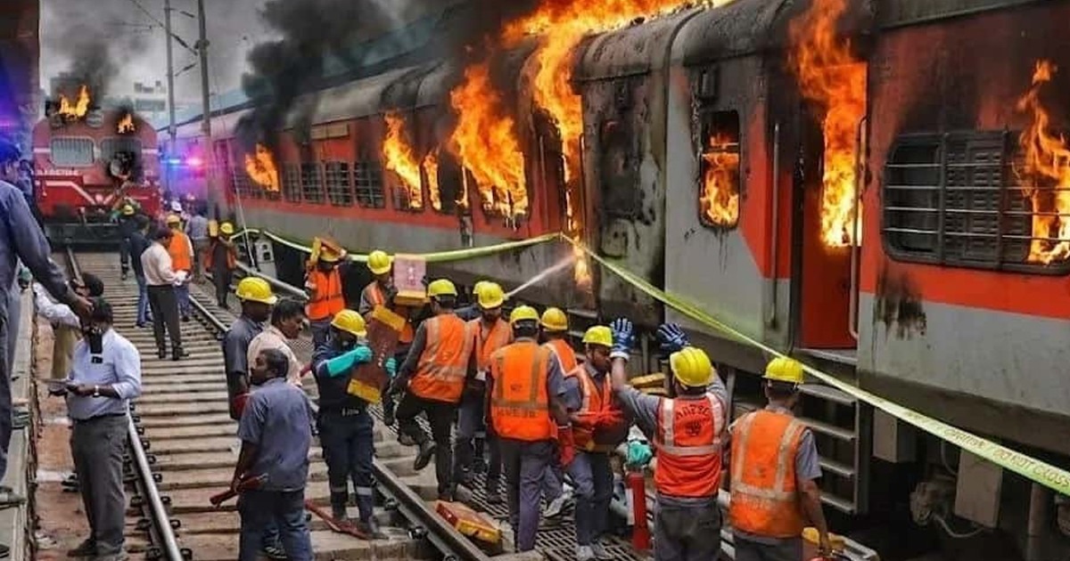 ভারতের ট্রেনে আগুন, আতঙ্কে যাত্রীদের ঝাঁপ