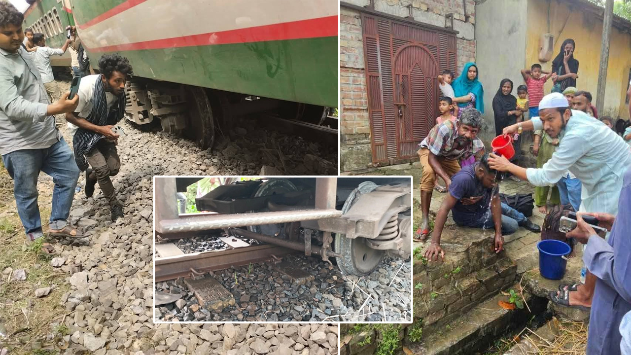 সান্তাহারে নীলসাগর এক্সপ্রেস লাইনচ্যুত, উত্তরবঙ্গের সঙ্গে ঢাকার রেল যোগাযোগ বন্ধ