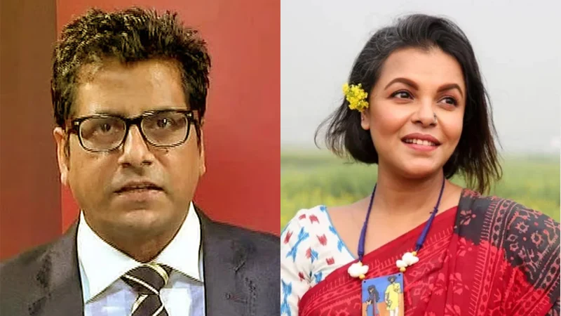 সাংবাদিক আনিস আলমগীর, অভিনেত্রী শাওন। ছবি: সংগৃহীত