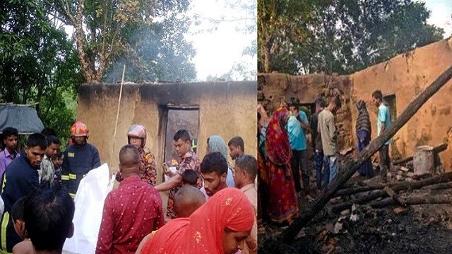 বজ্রপাতে বসতঘরে আগুনে পুড়ে অঙ্গার মা-শিশু