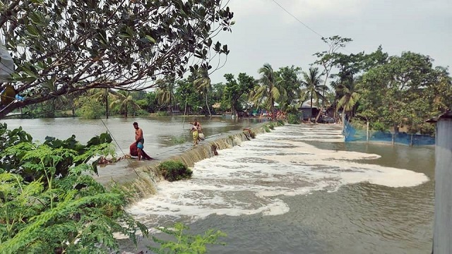 বাগেরহাটে জোয়ারে ভেসে গেছে দুই হাজার মাছের ঘের