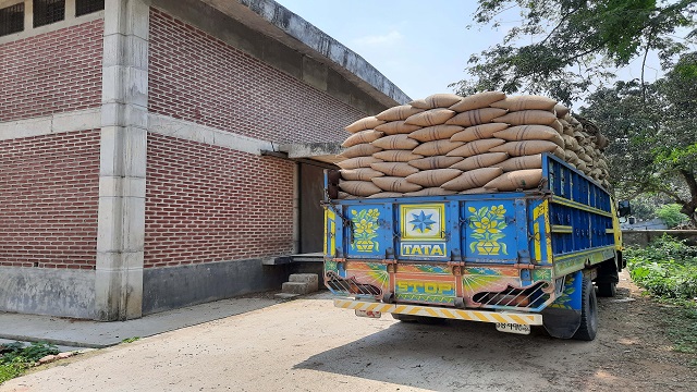 ঘোড়াঘাটে রানীগঞ্জ খাদ্য গুদাম কর্মকর্তা এভাবেই ট্রাক ভর্তি করে বাহির থেকে ধান ক্রয় করে গুদামে দিচ্ছেন