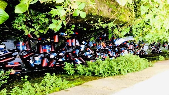 কুষ্টিয়া শহরে পৌর ড্রেনে ভাসছে কয়েক শত ফেনসিডিলের বোতল