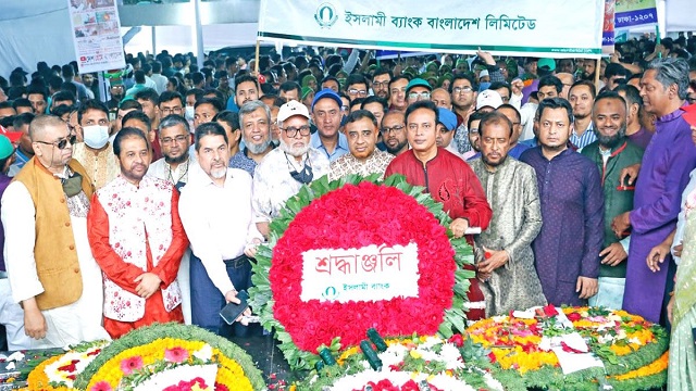 বঙ্গবন্ধুর প্রতিকৃতিতে ইসলামী ব্যাংকের শ্রদ্ধা