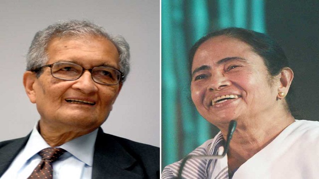 অমর্ত্য সেন ও মমতা বন্দ্যোপাধ্যায়ে